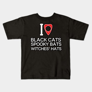 I Love Black Cat Spooky Bats Witches' Hats Kids T-Shirt